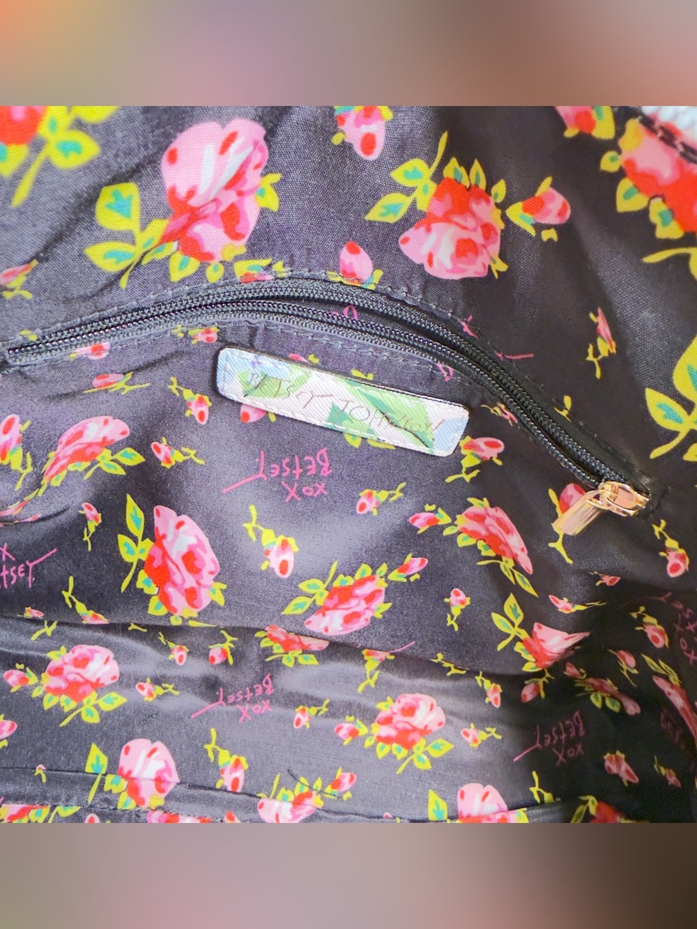 Betsey Johnson Pink Floral Dome Satchel Bag with Bow Accent - Picture 12 of 13